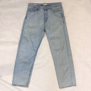 Jack & Jones Baggy Eddie Jeans Mens Actual: 33x33 Blue Light Wash Button Fly